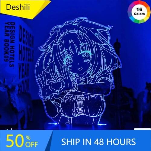 Anime Nekopara Cinnamon Led Night Light for Bedroom Decoration Birthday Gift Nightlight Mange Waifu Table 3d Lamp Nekopara