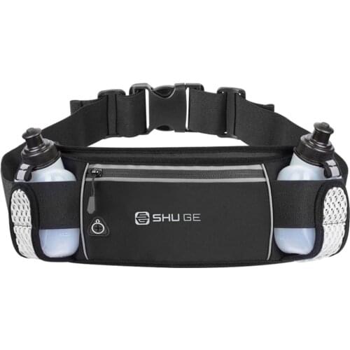Running Waist Bag Marathon Belt Double Zipper Pocket Riding Optional Water Bottle Waterproof Phone Sport Bags