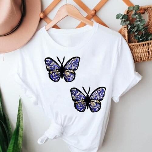 Graphic T Top Lady Print Female Tee T-Shirt Women Summer Tshirts Butterfly Cartoon Style 90s Cute Fashion Short Sleeve Clothes