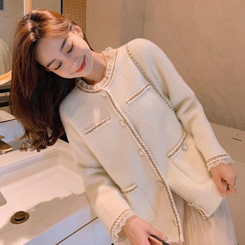 2021 Autumn Winter Women Faux Mink Fur Coat Solid Vintage Long Sleeve Single Breasted Button Fashion Female Outerwear M122