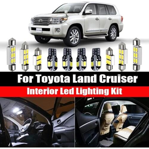 14pcs Car Accessories White Interior LED Light Bulbs Package Kit For 2008-2011 Toyota Land Cruiser T10 31MM Map Dome Trunk Lamp