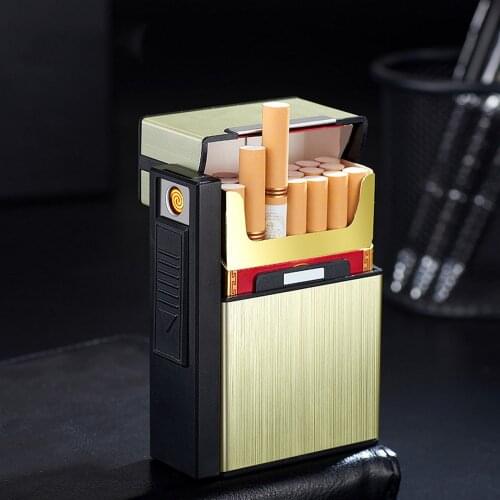 Automatic Cigarette Lighter Lighter 20pcs Metal Cigarette Lighter Box Tungsten Lighter Small Accessories Men Gift Drop Shipping