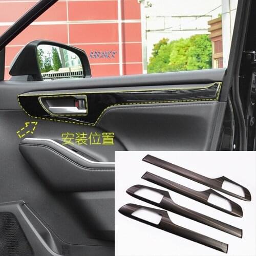 Carbon fibre Car Inside Door Panel Strip Cover Door Inner Edge Sticker Trims Car Styling for Toyota Highlander Kluger 2020 2021