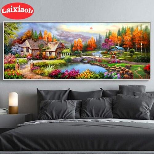 Large size diamond embroidery house diamond painting full square drill fantasy life daimond mosaic village landscape 5d wall art