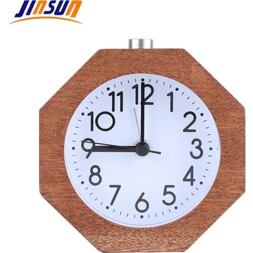 JINSUN Alarm Clock Polygon No Ticking Snooze Backlight Digital Clock Table Clocks Wooden Table Clock