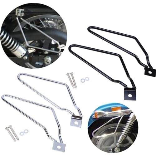 Black Chrome Motorcycle Accessories Saddle Bag Support Bars Mount Bracket Guard Motocross For Harley Sportster XL Dyna Fat bob