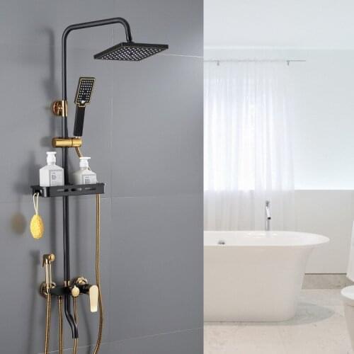 Bathroom Pressurized Shower Wall-mounted Bathroom Set, Household Shower Set, Hot and Cold Faucet, Shower Head, Rain Shower