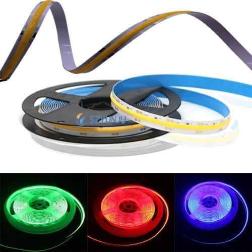 DC12V/24V High Density COB Led Flexible Strip Light warm white / Cool white Red Green Blue for Cupboard Wardrobe Decor IP30