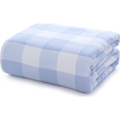 Cotton Gauze Blanket Bath Towel Check Pattern Safe No Odorless Super Soft Comfortable Childrens Blanket Keep Warm Fashion Quilt