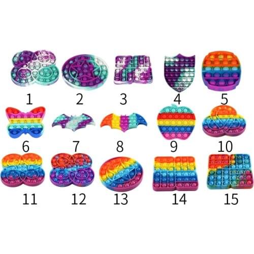 2021 New Pop Fidget Toys Push Bubble Silicone Toy Butterfly Round Square Stress Relief Sensory Toy For Kids Adult