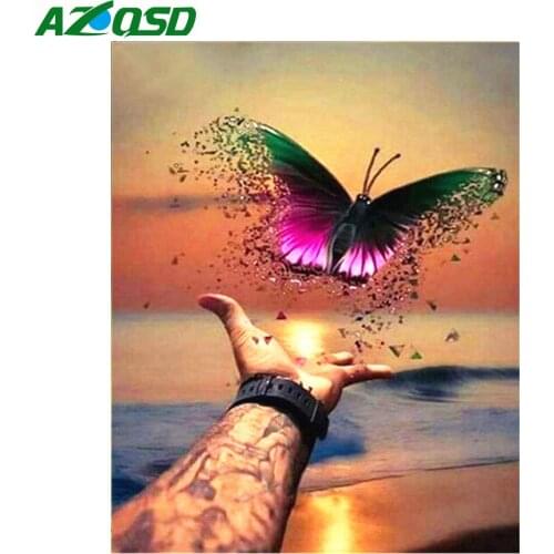 AZQSD 5D DIY Diamond Mosaic Landscape Butterfly DIY Diamond Painting Handmade Embroidery Gift Sewing Home Decoration Art