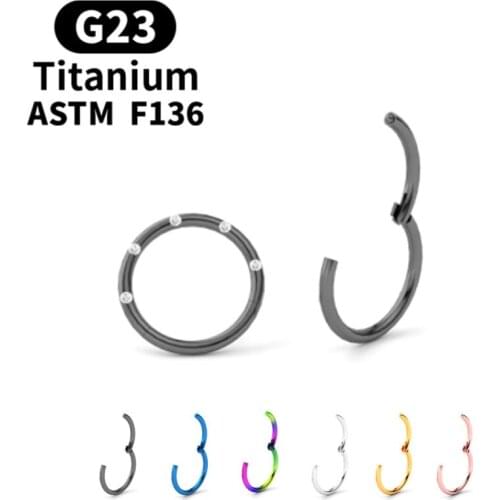 G23 Titanium Zircon Hinged Segment Nose Ring Hoop Nipple Clicker Ear Septum Cartilage Tragus Helix Lip Piercing Body Jewelry