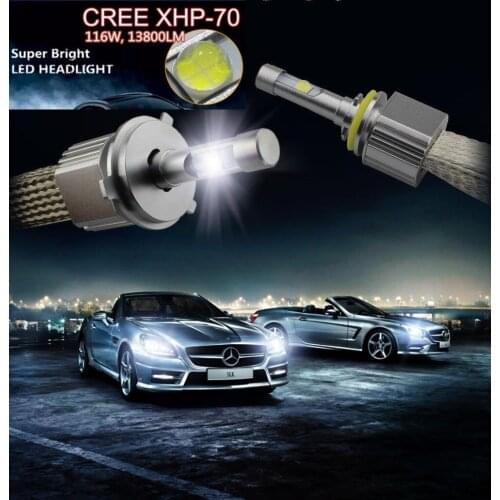 P70 110W 13200LM H7 LED Headlight Kit XHP70 Chips Fanless SUPER White 6000K Driving Headlamp H4 H8 H11 9005 HB3 HB4/9006 H1 H3