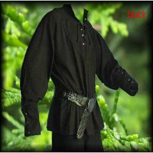 Medieval Renaissance Grooms Pirate Reenactment Larp Costume Lacing Up Shirt Bandage Top Middle Age Clothing For Men