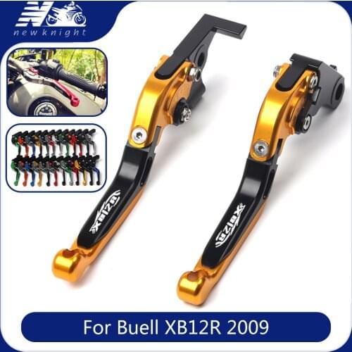 Laser Logo 20 Colors Motorcycle CNC Aluminum Folding Extendable Brake Adjustable Clutch Levers For Buell XB12R XB 12R 2009