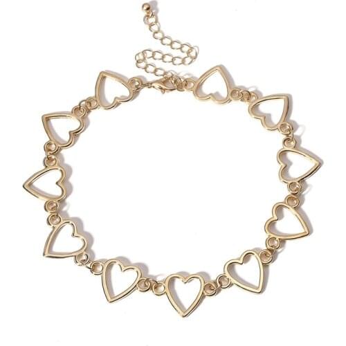 MISANANRYNE Korean Sweet Love Heart Choker Necklace Statement Girlfriend Gift Cute Necklace Jewelry Collier Femme