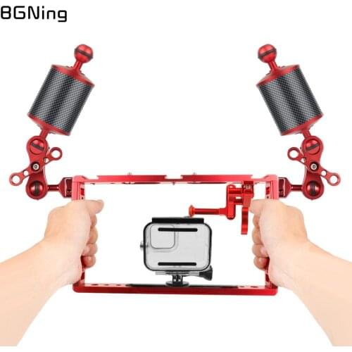 Upgraded DSLR Underwater Triangle Tray Stabilizer Action Camera Diving Cage Rig Bracket Handgrip Buoyancy Float Arm Mount Combo