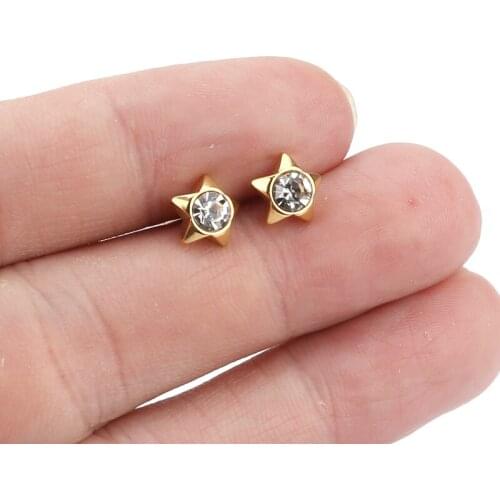 Fashion Jewelry Cute Shining Rhinestones Mini Earrings stainless steel mini Ear Studs