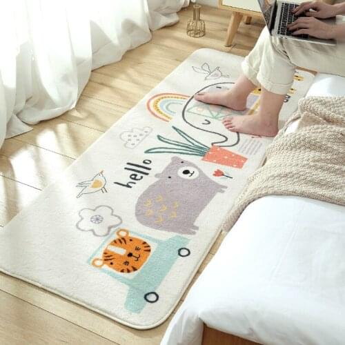 Cartoon Creative Bedroom Long Rug Super-density Fluffy Bedside Carpet with Absorbent Non-slip Bathroom Doormat Area Rugs