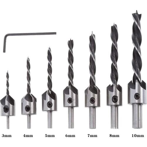 4Pcs/7Pcs Flute Countersink Drill Bit Set Screw Woodworking Chamfer Tool Drill Bit Set Woodworking Tools Hole Saw