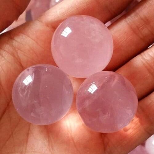 Natural Pink Rose Quartz Crystal Sphere Ball Reiki Healing Stone Decor