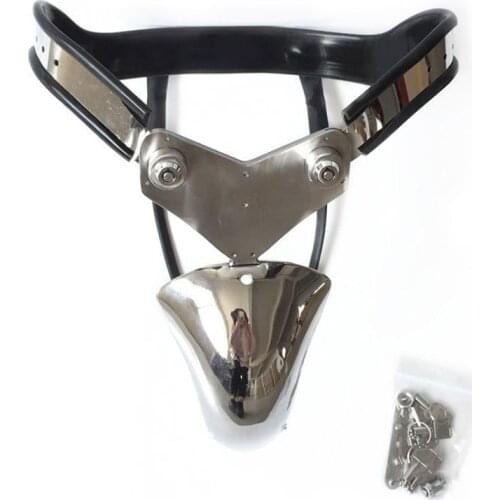 Stainless Steel Silicone Male Chastity Belt Penis Sleeve Cock Cage Metal Chastity Lock Panties Adult Games Cbt Sex Toys For Men