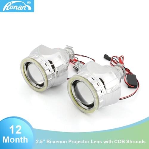 New arrival Car Styling 2.5''Bi-Xenon Projector Lens with LED Angel Eyes Headlights for H1 bulb H4/H7sockets