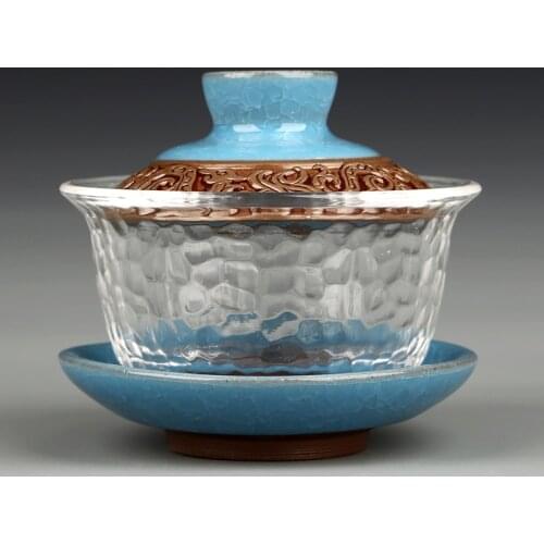 2020 New Special Offer Ice Cracked Ceramics Heat-resistant Glass Cover Bowl Hand Painted Tea Maker Sancai Bowl Hand Bowl