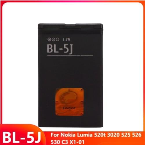 Original Replacement Phone Battery BL-5J For Nokia Lumia 520t 3020 525 526 530 C3 X1-01 BL-5J Rechargable Batteries 1320mAh