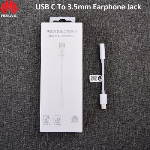 Original Huawei USB Type C to 3.5mm Headphone Earphone Jack AUX Audio Cable Adapter For p20 p30 mate 9 10 30 pro Honor 9 10 v10