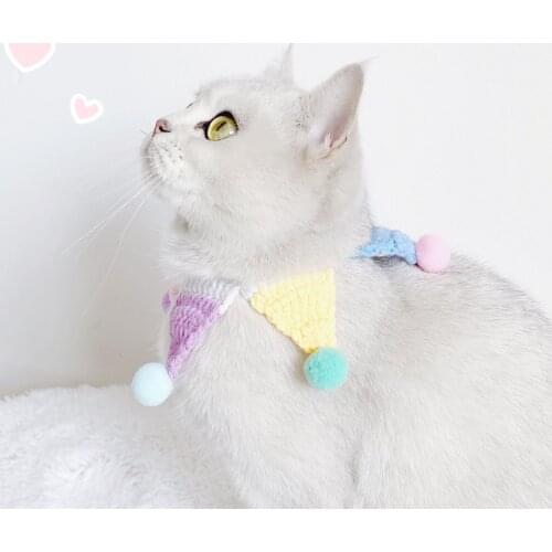 Pet Dog Cat Collar Hand Knitted Bib Macaron Five-pointed Star Geometry Design Adjustable Neck Strap Circus Christmas Accessories