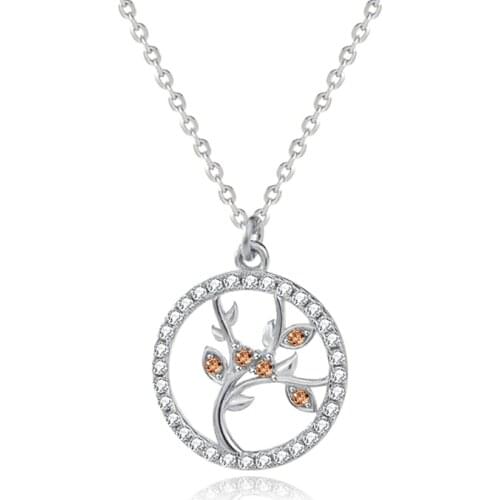 S925 Sterling Silver Tree of Life Necklace Female Plant Design Style Clavicle Necklace