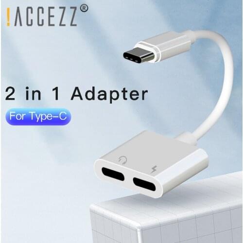 !ACCEZZ DAC USB Type C Fast Charging Adapter For Xiaomi Huawei 3.5mm Jack Earphone Call Audio Aux Connector Dual Type-C Adapter