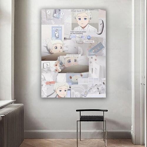 Anime Cartoon The Promised Neverland collage Poster Prints Wall Mural Home Childrens Room Wall Print Painting
