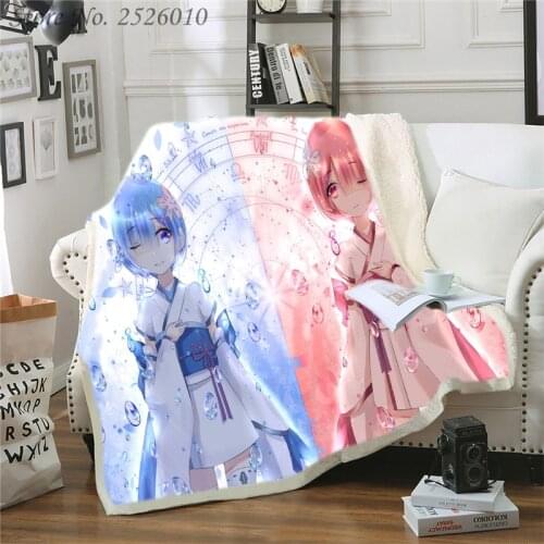 Throw Blanket Re: Life a Different World from Zero Rem 3D Blanket For Kids Girls Sherpa Blanket Couch Quilt Cover Travel 03