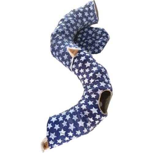 Plush Cat Dog Tunnel Bed with Cushion Tube Toy Collapsible Puzzle Toy for Kitten