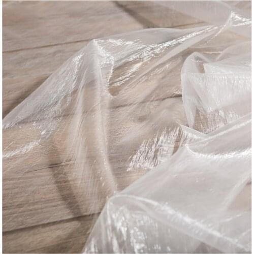 Width 51'' Fashion Simple Soft Wrinkle Perspective Mesh Fabric By The Half Yard For Shirt Creative Clothing Material