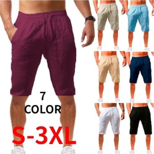 2021 New High Quality Summer Mens Breathable Casual Sports Cotton and Linen Comfortable Fashion Beach Shorts Jogging Pants Male