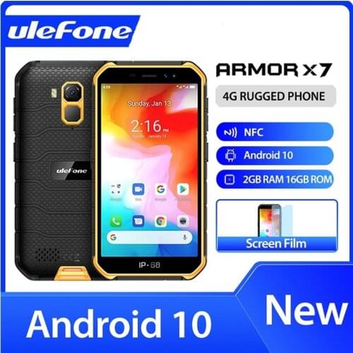 Ulefone Armor X7 5.0'' Android10 Rugged Waterproof Smartphone CellPhone 2GB 16GB IP68 Quad-core NFC 4G LTE 4000mAh Mobile Phone
