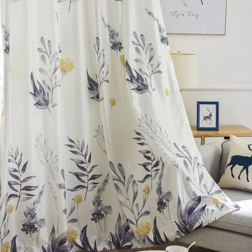 Modern Simple Chinese Curtains Printing for Living Room Bedroom Study Balcony Blackout Curtains Fresh Garden Curtains Custom