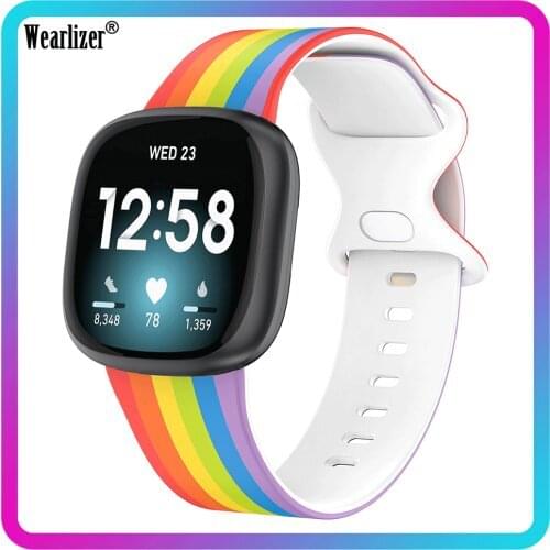 Sports Silicone Watch Band for Fitbit Versa 3 Printing Strap Flower Belt Wristband S/L Size Smart Watchband for Fitbit Versa 3