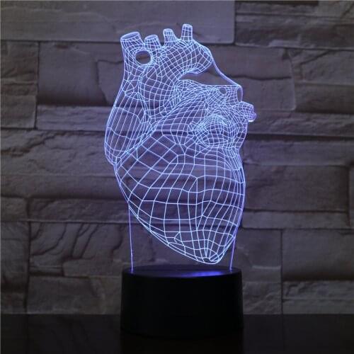 3D Lamp The Heart Battery Powered 7 Color with Remote Cool Present for Children Bright Base Atmosphere Led Night Light Lamp