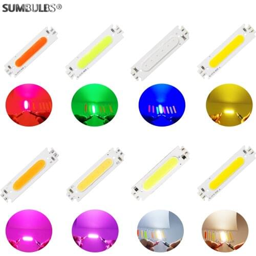 SUMBULBS 60*15mm LED COB Strip Light Source for module led 8 colors COB LED bulb 12V DC 2W FLIP Chip for DIY desk lamp