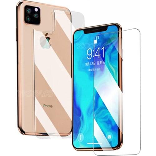 Front Back Screen Protector For iPhone 11 Pro Max 11Pro 5.8" 6.1" 6.5" Transparent Rear 9H Tempered Glass Protective Film