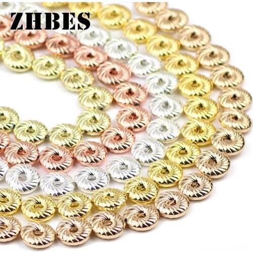 ZHBES 10MM Natural Stone Round Circle Hematite Donuts shape Spacer Loose Beads For DIY Jewelry Making Bracelets Accessories