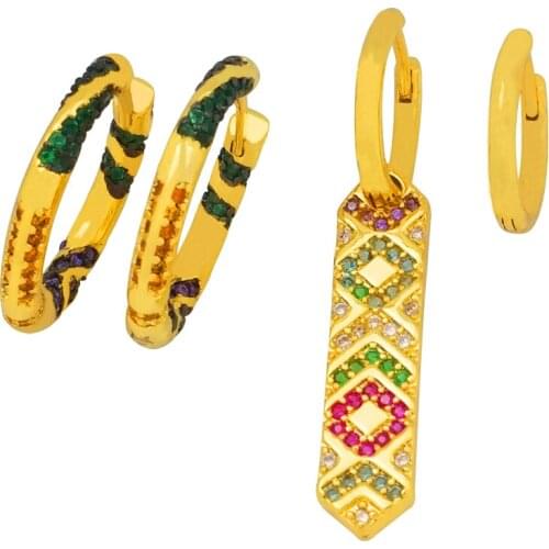 Rainbow Stud Bar Earrings pendientes de mujer Bridesmaid Gift Fashion Jewelry Micro Paved Zirconia Round Earrings for Women