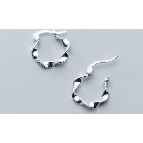 MloveAcc 100% 925 Solid Sterling Silver Hoop Geometric Waves Hoop Earrings for Women Piercing Fashion Earings Jewelry