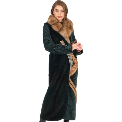 2021 Women Geometrical Pattern Emerald Green Coat MODAQUEEN Official Store Luxury Clothing