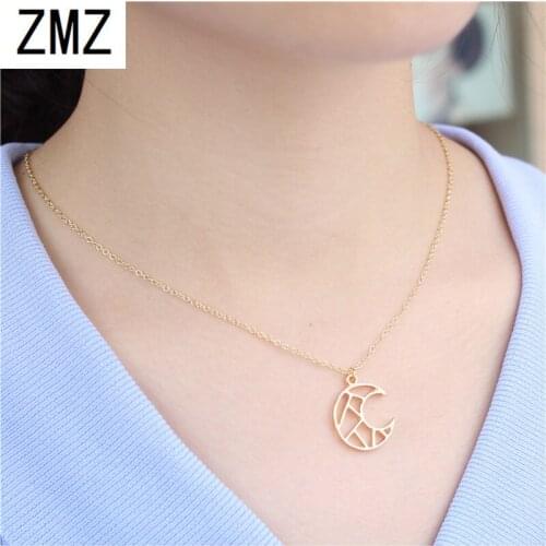 ZMZ Europe/US fashion cute The moon and the little geometry pendant geometry necklace gift for mom/girlfriend party jewelry