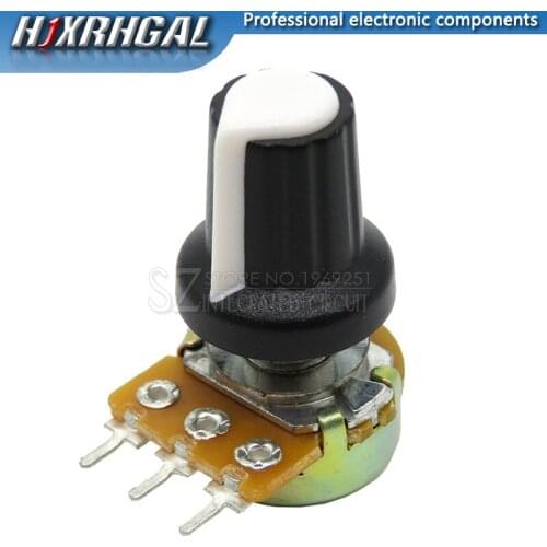 1pcs WH148 B10K B20K B50K B100K 3PIN 15mm 1K 2K 5K 10K 20K 50K 100K 250K Adjustable Potentiometer hjxrhgal + 1pcs White knob